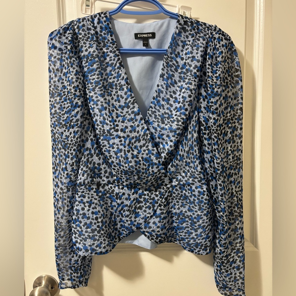 Express blue chiffon top